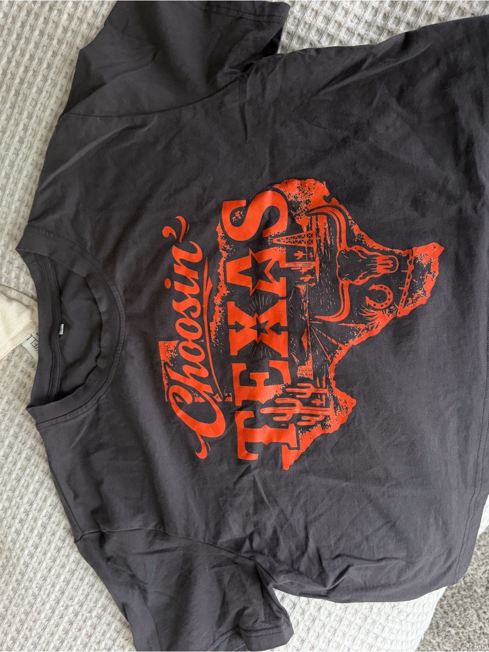 Black Crop Top Choosin Texas Graphic